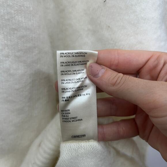 Free People Neutral Off White Wool Blend Cozy Oversized Knit Sweater Large - Picture 7 of 7